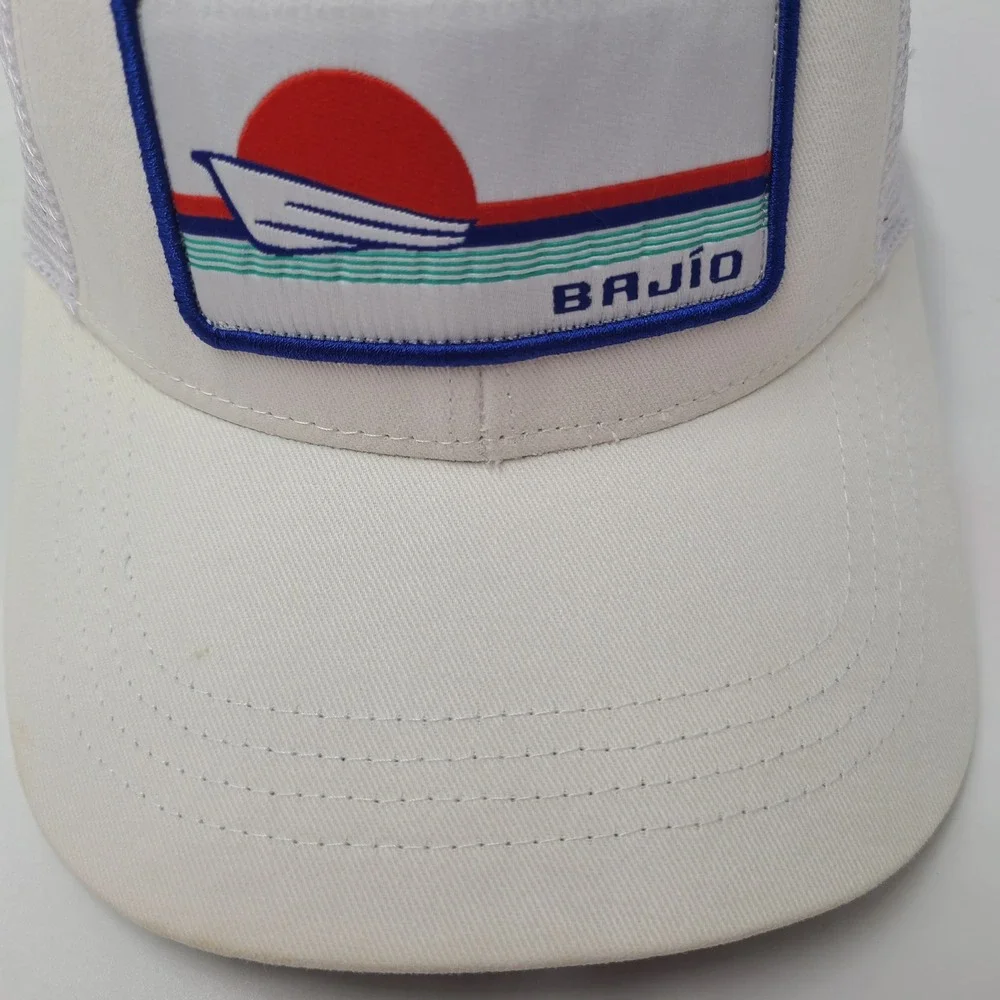 Bajio Hat Snapback Trucker Mesh White Blue Red Fishing Boat Patch Sunglass Brand